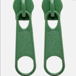 Green zipper post earrings